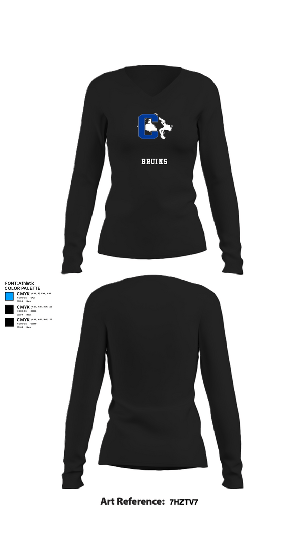 Women's Long Sleeve Vneck Shirt, Bruins, Men's Basketball, Teamtime, Team time, sublimation, custom sports apparel, team uniforms, spirit wear, spiritwear, sports uniforms, custom shirts, team store, custom team store, fundraiser sports, apparel fundraiser