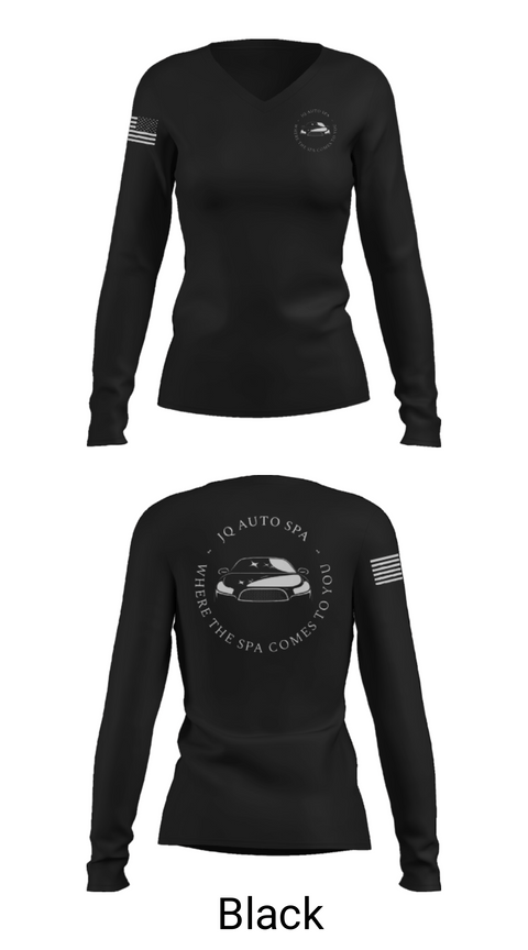 Women's Long Sleeve Vneck Shirt, JQ Auto Spa, , Teamtime, Team time, sublimation, custom sports apparel, team uniforms, spirit wear, spiritwear, sports uniforms, custom shirts, team store, custom team store, fundraiser sports, apparel fundraiser