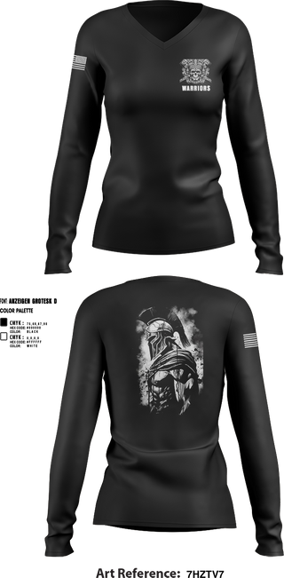 Womens Long Sleeve Vneck Shirt, Warriors, Army, Teamtime, Team time, sublimation, custom sports apparel, team uniforms, spirit wear, spiritwear, sports uniforms, custom shirts, team store, custom team store, fundraiser sports, apparel fundraiser