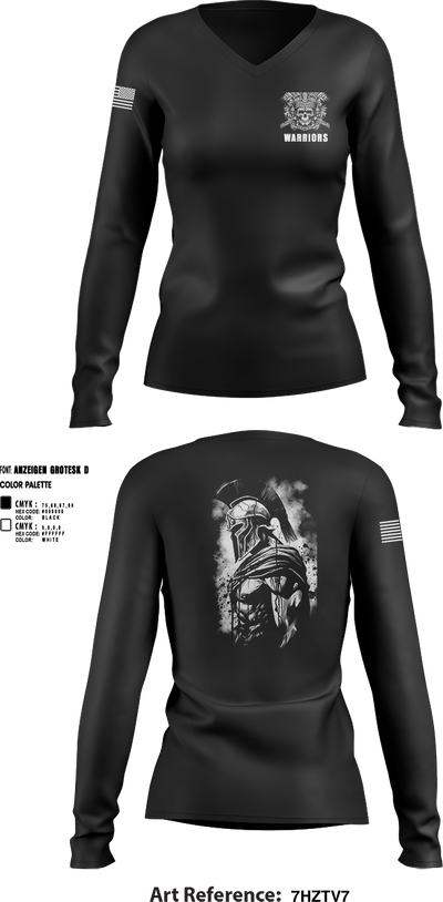 Warriors 28926024 Women's Long Sleeve V-neck Shirt - 1