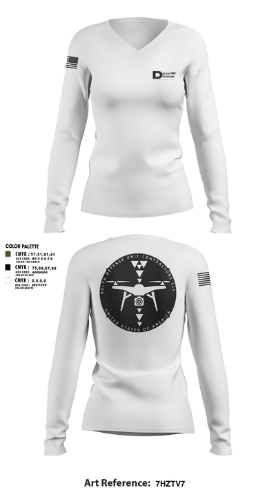 Delta Defense Unit 32292143 Women's Long Sleeve V-neck Shirt - 106