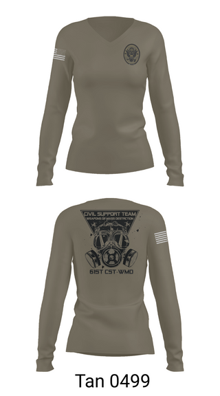 Womens Long Sleeve Vneck Shirt, 61st CST, Army, Teamtime, Team time, sublimation, custom sports apparel, team uniforms, spirit wear, spiritwear, sports uniforms, custom shirts, team store, custom team store, fundraiser sports, apparel fundraiser