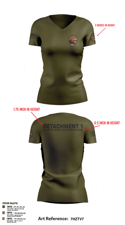 Detachment 1 27221981 Women's Short Sleeve V-neck Shirt - 28
