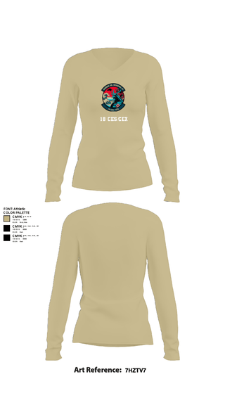 Women's Long Sleeve Vneck Shirt, 18 CES/CEX, , Teamtime, Team time, sublimation, custom sports apparel, team uniforms, spirit wear, spiritwear, sports uniforms, custom shirts, team store, custom team store, fundraiser sports, apparel fundraiser