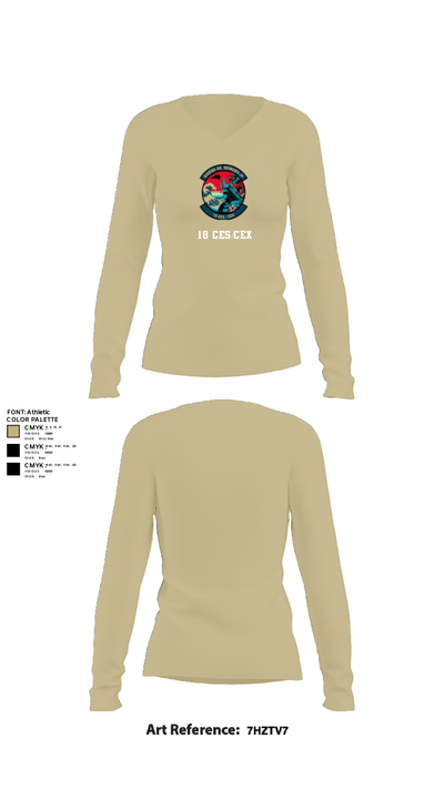 18 CES/CEX 15967119 Women's Long Sleeve V-neck Shirt - 82