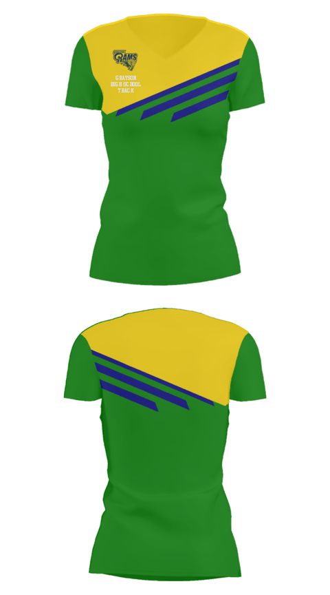 Women's Short Sleeve Vneck Shirt, Grayson High School Track, Track & Field, Teamtime, Team time, sublimation, custom sports apparel, team uniforms, spirit wear, spiritwear, sports uniforms, custom shirts, team store, custom team store, fundraiser sports, apparel fundraiser