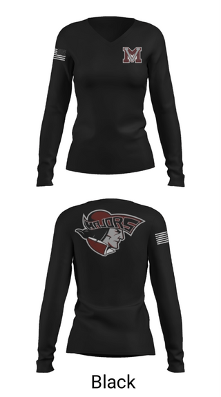 Women's Long Sleeve Vneck Shirt, Mount vernon, Track & Field, Teamtime, Team time, sublimation, custom sports apparel, team uniforms, spirit wear, spiritwear, sports uniforms, custom shirts, team store, custom team store, fundraiser sports, apparel fundraiser