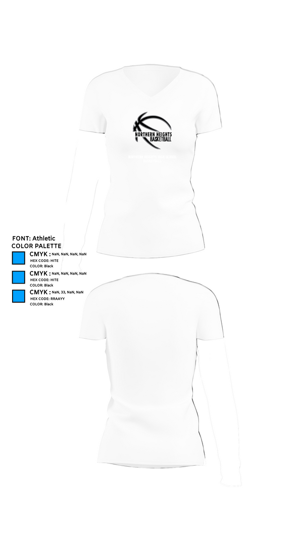 Womens Short Sleeve Vneck Shirt, Northern Heights High School Basketball, Men's Basketball, Teamtime, Team time, sublimation, custom sports apparel, team uniforms, spirit wear, spiritwear, sports uniforms, custom shirts, team store, custom team store, fundraiser sports, apparel fundraiser