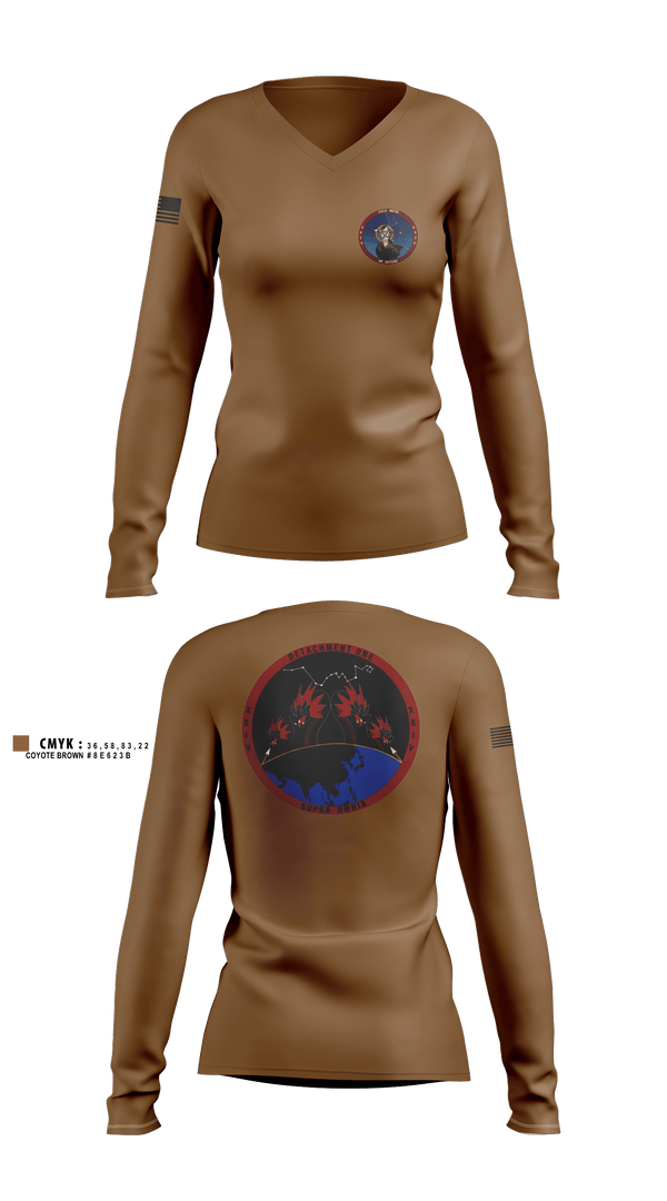 Womens Long Sleeve Vneck Shirt, Detachment 1, 24th MDSB, , Teamtime, Team time, sublimation, custom sports apparel, team uniforms, spirit wear, spiritwear, sports uniforms, custom shirts, team store, custom team store, fundraiser sports, apparel fundraiser
