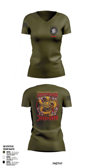Womens Short Sleeve Vneck Shirt, Transactional Service Center Yokosuka, Navy, Teamtime, Team time, sublimation, custom sports apparel, team uniforms, spirit wear, spiritwear, sports uniforms, custom shirts, team store, custom team store, fundraiser sports, apparel fundraiser
