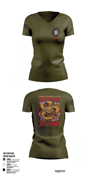 Transactional Service Center Yokosuka 4835947 Women's Short Sleeve V-neck Shirt - 122