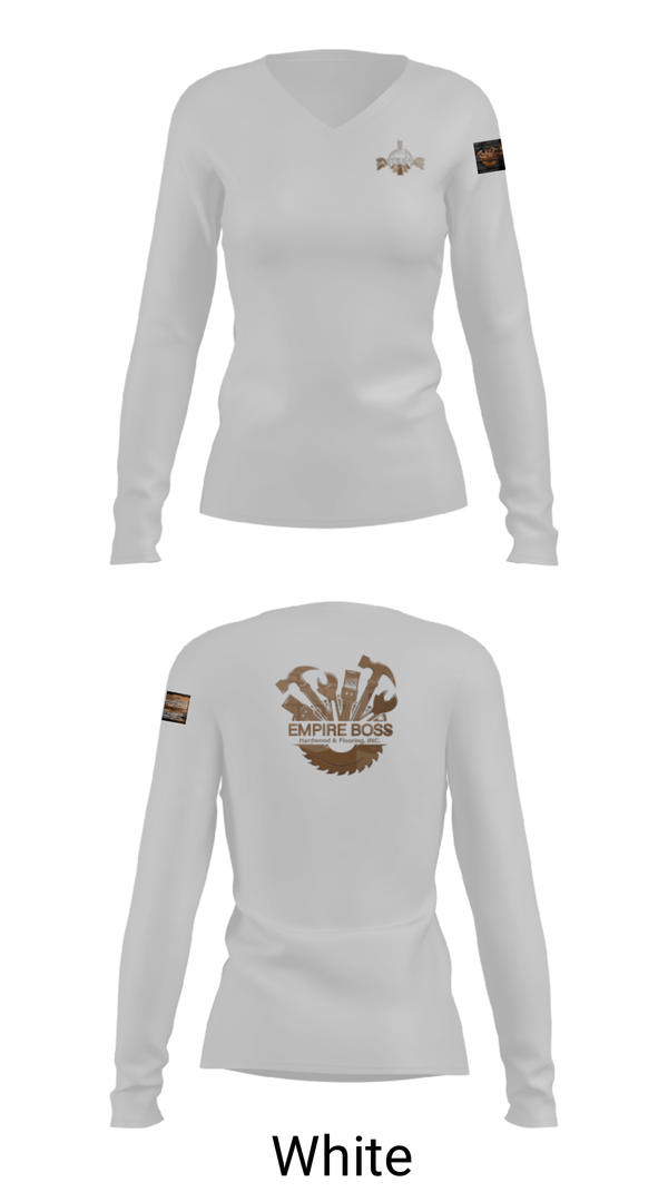 Women's Long Sleeve Vneck Shirt, Empire Boss Hardwood & Flooring, INC, , Teamtime, Team time, sublimation, custom sports apparel, team uniforms, spirit wear, spiritwear, sports uniforms, custom shirts, team store, custom team store, fundraiser sports, apparel fundraiser