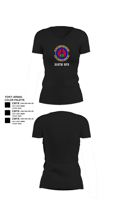 315th SFS 85031138 Women's Short Sleeve V-neck Shirt - 24