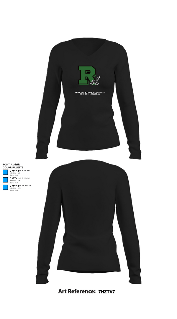 Womens Long Sleeve Vneck Shirt, Rapoport Academy Public School-Meyer High School Volleyball, Women's Volleyball, Teamtime, Team time, sublimation, custom sports apparel, team uniforms, spirit wear, spiritwear, sports uniforms, custom shirts, team store, custom team store, fundraiser sports, apparel fundraiser