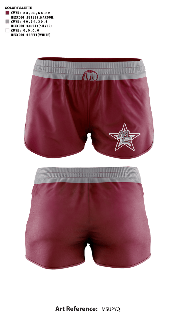 Womens Shorts, Madison County High School Cheer, Cheer, Teamtime, Team time, sublimation, custom sports apparel, team uniforms, spirit wear, spiritwear, sports uniforms, custom shirts, team store, custom team store, fundraiser sports, apparel fundraiser