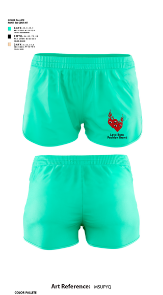 Womens Shorts, Love Burn Fashion Brand, , Teamtime, Team time, sublimation, custom sports apparel, team uniforms, spirit wear, spiritwear, sports uniforms, custom shirts, team store, custom team store, fundraiser sports, apparel fundraiser