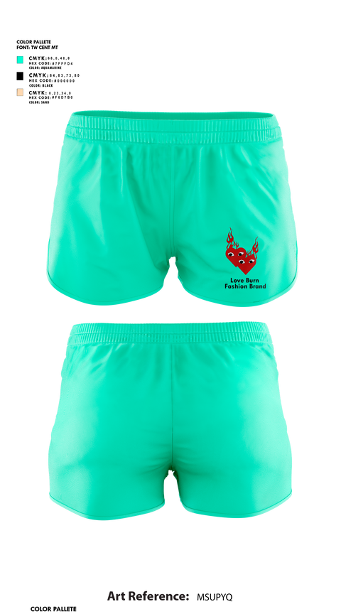 Womens Shorts, Love Burn Fashion Brand, , Teamtime, Team time, sublimation, custom sports apparel, team uniforms, spirit wear, spiritwear, sports uniforms, custom shirts, team store, custom team store, fundraiser sports, apparel fundraiser