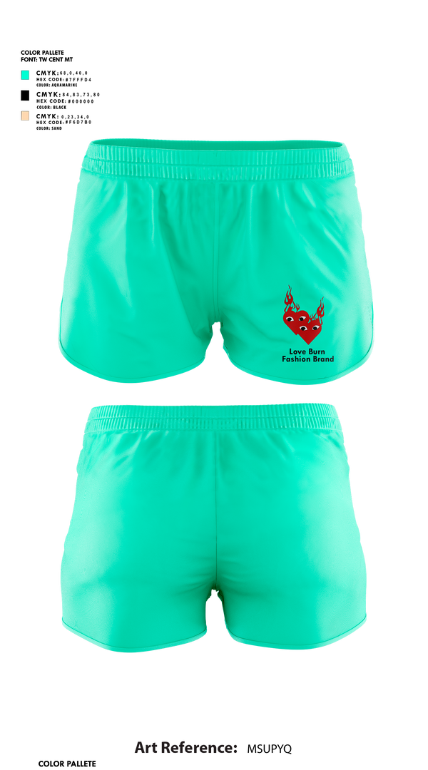 Womens Shorts, Love Burn Fashion Brand, , Teamtime, Team time, sublimation, custom sports apparel, team uniforms, spirit wear, spiritwear, sports uniforms, custom shirts, team store, custom team store, fundraiser sports, apparel fundraiser