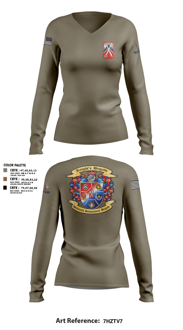 Womens Long Sleeve Vneck Shirt, 16th Sustainment Brigade, Army, Teamtime, Team time, sublimation, custom sports apparel, team uniforms, spirit wear, spiritwear, sports uniforms, custom shirts, team store, custom team store, fundraiser sports, apparel fundraiser