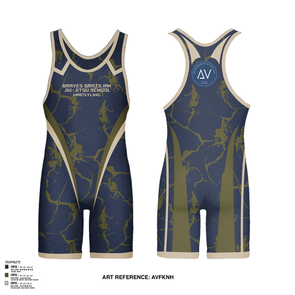 Wrestling Singlet, Braves Brazilian Jiu-Jitsu School, Wrestling, Teamtime, Team time, sublimation, custom sports apparel, team uniforms, spirit wear, spiritwear, sports uniforms, custom shirts, team store, custom team store, fundraiser sports, apparel fundraiser