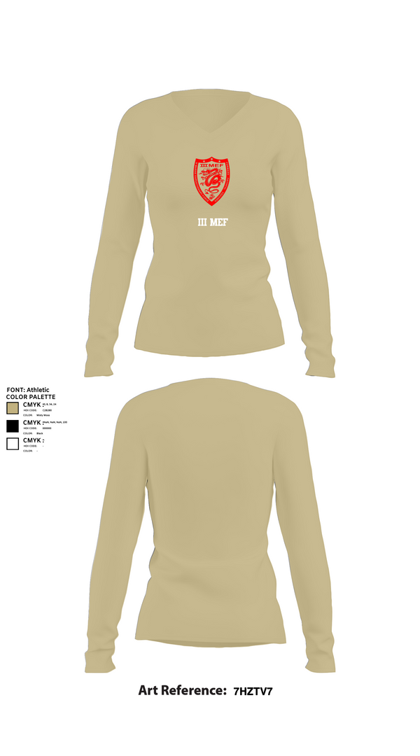 Womens Long Sleeve Vneck Shirt, III MEF, Marines, Teamtime, Team time, sublimation, custom sports apparel, team uniforms, spirit wear, spiritwear, sports uniforms, custom shirts, team store, custom team store, fundraiser sports, apparel fundraiser