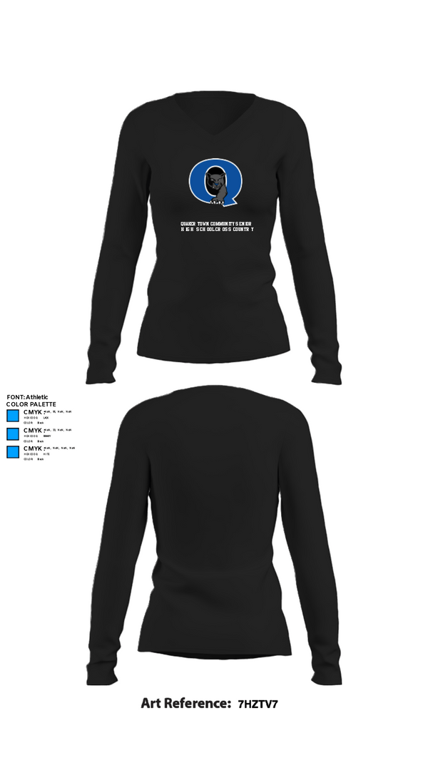 Womens Long Sleeve Vneck Shirt, Quakertown Community Senior High School Cross Country, Cross Country, Teamtime, Team time, sublimation, custom sports apparel, team uniforms, spirit wear, spiritwear, sports uniforms, custom shirts, team store, custom team store, fundraiser sports, apparel fundraiser