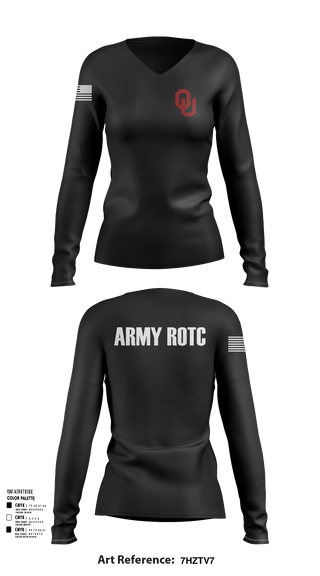 Womens Long Sleeve Vneck Shirt, OU Army ROTC, Army, Teamtime, Team time, sublimation, custom sports apparel, team uniforms, spirit wear, spiritwear, sports uniforms, custom shirts, team store, custom team store, fundraiser sports, apparel fundraiser