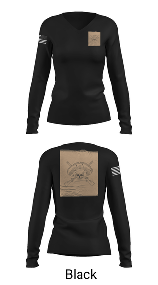 Women's Long Sleeve Vneck Shirt, Los Pistoleros, Army, Teamtime, Team time, sublimation, custom sports apparel, team uniforms, spirit wear, spiritwear, sports uniforms, custom shirts, team store, custom team store, fundraiser sports, apparel fundraiser