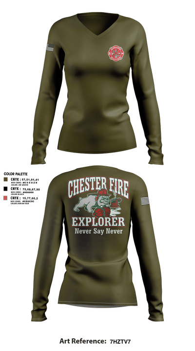Chester fire explorers 87752590 Women's Long Sleeve V-neck Shirt - 1