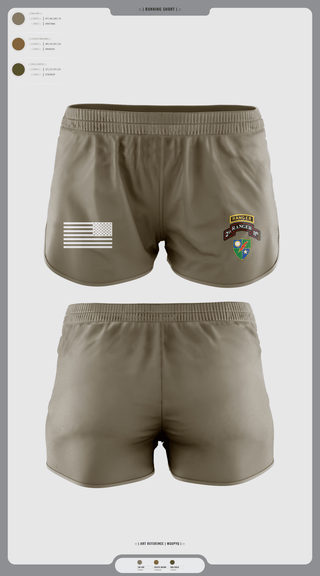 Womens Shorts, 75th Ranger regiment, Army, Teamtime, Team time, sublimation, custom sports apparel, team uniforms, spirit wear, spiritwear, sports uniforms, custom shirts, team store, custom team store, fundraiser sports, apparel fundraiser