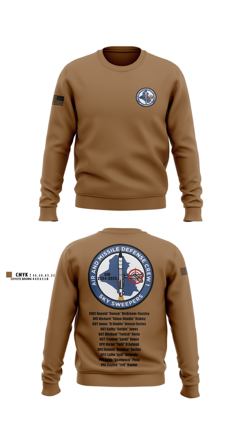 Crew Neck Sweatshirt, Bravo Battery, 4th Battalion, 3rd Air Defense Artillery Regiment, Army, Teamtime, Team time, sublimation, custom sports apparel, team uniforms, spirit wear, spiritwear, sports uniforms, custom shirts, team store, custom team store, fundraiser sports, apparel fundraiser