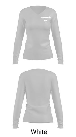 Women's Long Sleeve Vneck Shirt, 1/160th S1, Army, Teamtime, Team time, sublimation, custom sports apparel, team uniforms, spirit wear, spiritwear, sports uniforms, custom shirts, team store, custom team store, fundraiser sports, apparel fundraiser