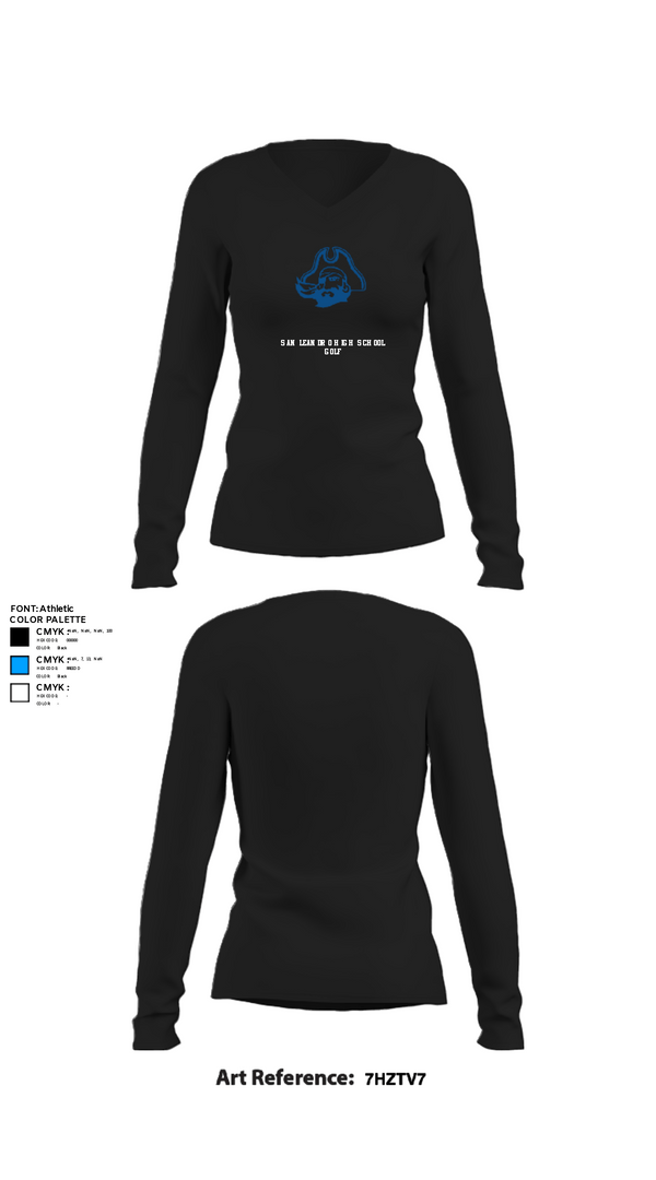Womens Long Sleeve Vneck Shirt, San Leandro High School Golf, Golf, Teamtime, Team time, sublimation, custom sports apparel, team uniforms, spirit wear, spiritwear, sports uniforms, custom shirts, team store, custom team store, fundraiser sports, apparel fundraiser