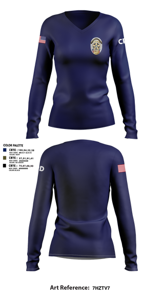 Womens Long Sleeve Vneck Shirt, Carrollton Police Department, Police, Teamtime, Team time, sublimation, custom sports apparel, team uniforms, spirit wear, spiritwear, sports uniforms, custom shirts, team store, custom team store, fundraiser sports, apparel fundraiser