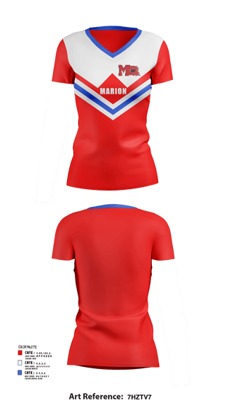 Womens Short Sleeve Vneck Shirt, Marion High School Cheer, Cheer, Teamtime, Team time, sublimation, custom sports apparel, team uniforms, spirit wear, spiritwear, sports uniforms, custom shirts, team store, custom team store, fundraiser sports, apparel fundraiser