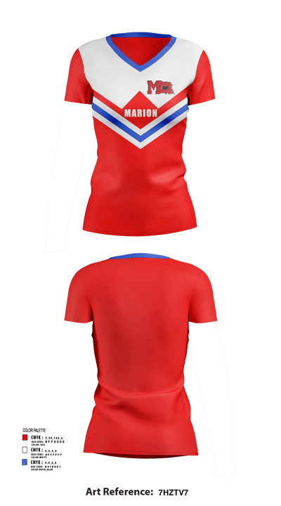 Marion High School Cheer 46477602 Women's Short Sleeve V-neck Shirt - 119