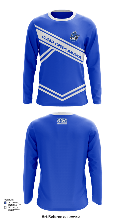 Long Sleeve Performance Shirt, Clear Creek-Amana High School Cheer, Cheer, Teamtime, Team time, sublimation, custom sports apparel, team uniforms, spirit wear, spiritwear, sports uniforms, custom shirts, team store, custom team store, fundraiser sports, apparel fundraiser