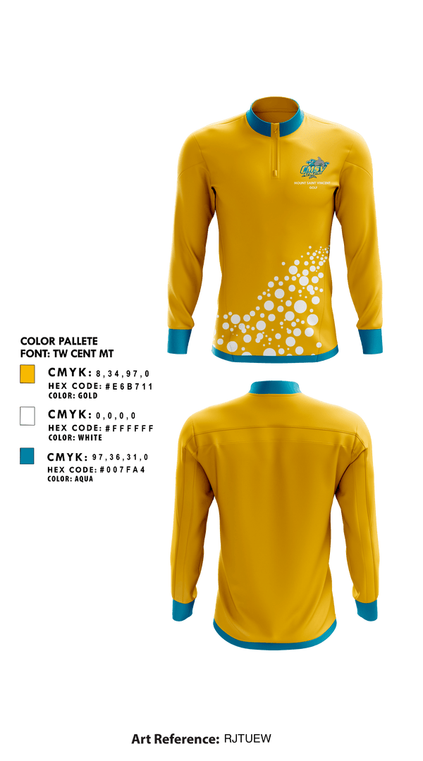 Quarter Zip Jacket, College of Mount Saint Vincent Golf, Golf, Teamtime, Team time, sublimation, custom sports apparel, team uniforms, spirit wear, spiritwear, sports uniforms, custom shirts, team store, custom team store, fundraiser sports, apparel fundraiser