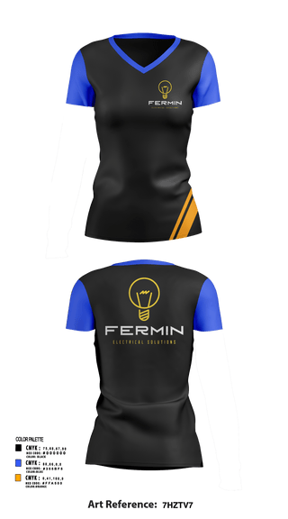 Womens Short Sleeve Vneck Shirt, Fermin Electrical Solutions, , Teamtime, Team time, sublimation, custom sports apparel, team uniforms, spirit wear, spiritwear, sports uniforms, custom shirts, team store, custom team store, fundraiser sports, apparel fundraiser