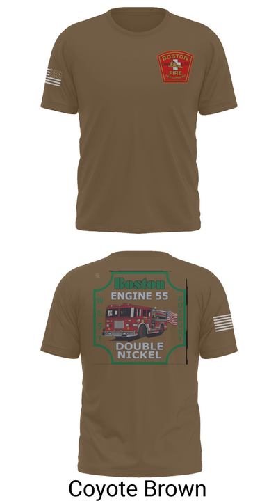 Boston Fire Department Engine 55 92329378 Old School Cotton Feel Shirt - 10