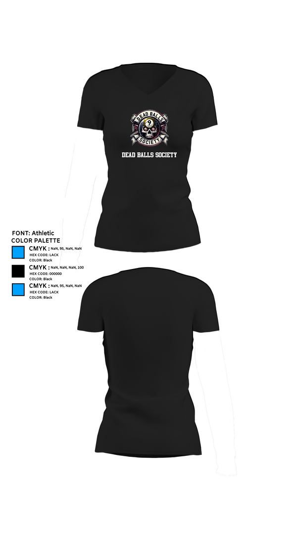 Womens Short Sleeve Vneck Shirt, Dead Balls Society, Bowling, Teamtime, Team time, sublimation, custom sports apparel, team uniforms, spirit wear, spiritwear, sports uniforms, custom shirts, team store, custom team store, fundraiser sports, apparel fundraiser