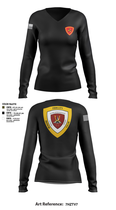 HQBN 3D MARDIV 36119636 Women's Long Sleeve V-neck Shirt - 3