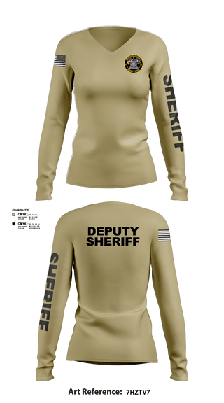 Womens Long Sleeve Vneck Shirt 1, Chesterfield County Sheriff Office, Police, Teamtime, Team time, sublimation, custom sports apparel, team uniforms, spirit wear, spiritwear, sports uniforms, custom shirts, team store, custom team store, fundraiser sports, apparel fundraiser