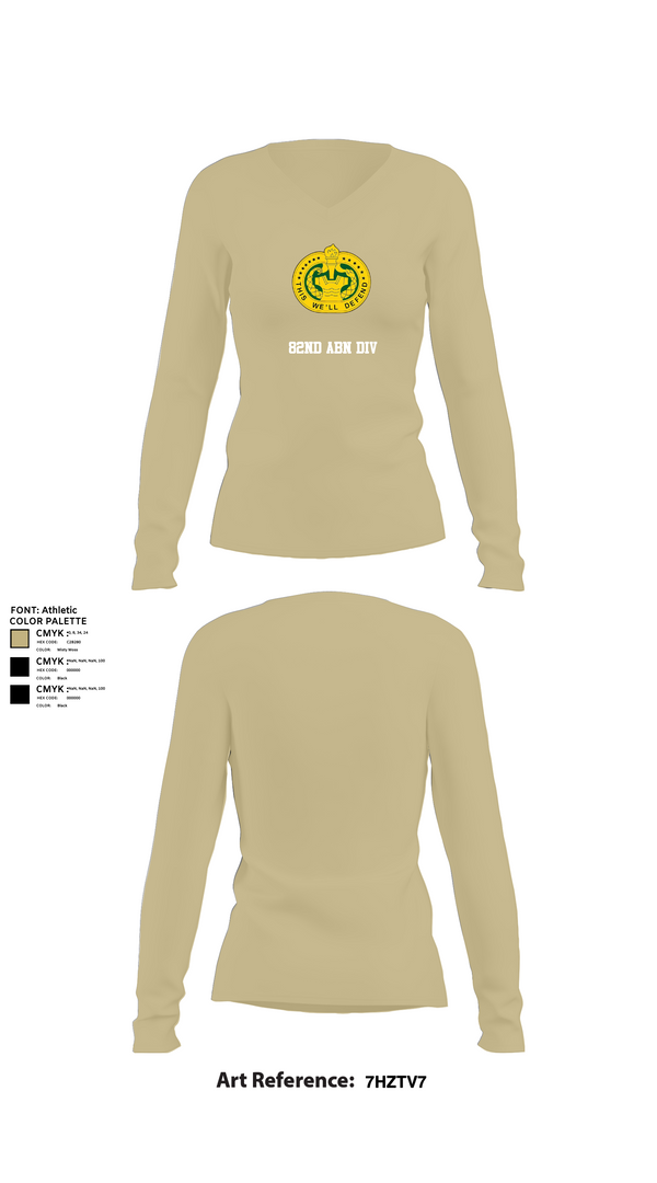 Womens Long Sleeve Vneck Shirt, 82nd ABN div, , Teamtime, Team time, sublimation, custom sports apparel, team uniforms, spirit wear, spiritwear, sports uniforms, custom shirts, team store, custom team store, fundraiser sports, apparel fundraiser