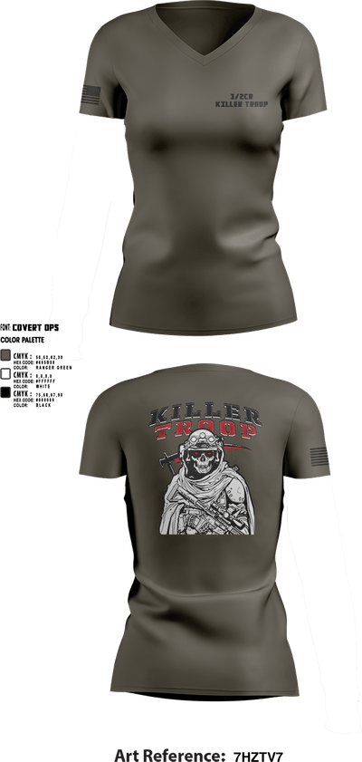 3/2CR Killer Troop 6220684 Women's Short Sleeve V-neck Shirt - 5