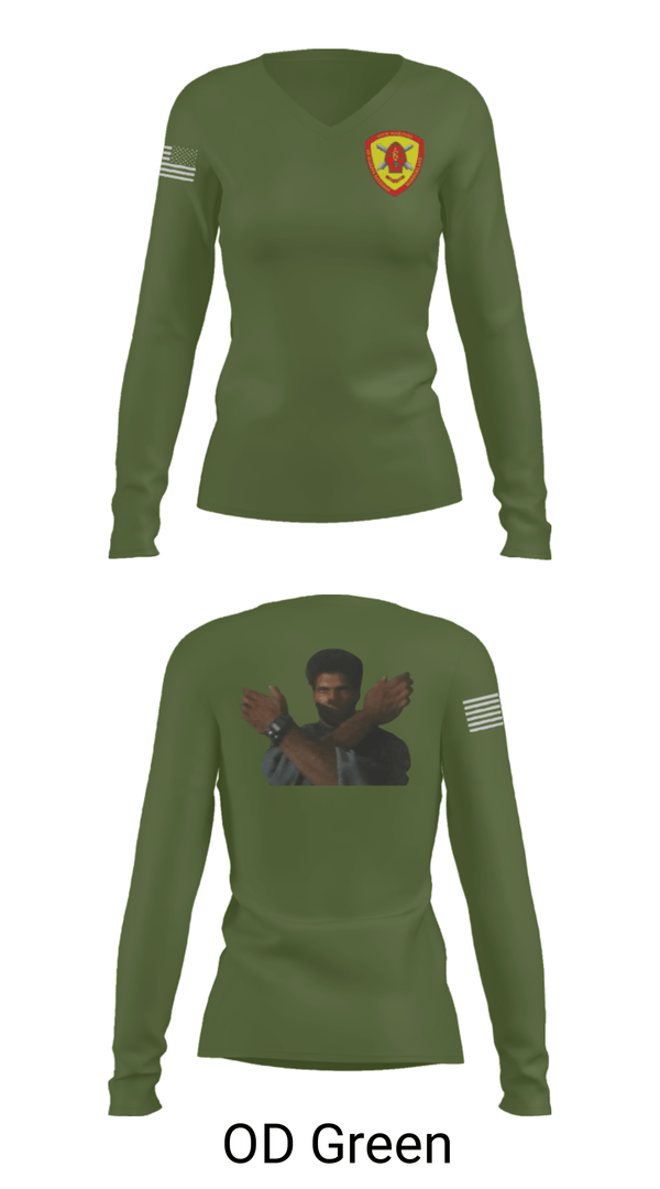 Women's Long Sleeve Vneck Shirt, 10th Marine Regiment, Marines, Teamtime, Team time, sublimation, custom sports apparel, team uniforms, spirit wear, spiritwear, sports uniforms, custom shirts, team store, custom team store, fundraiser sports, apparel fundraiser