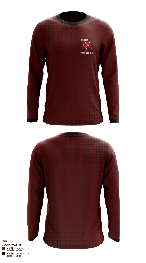 Long Sleeve Rash Guard Shirt, Devils, Wrestling, Teamtime, Team time, sublimation, custom sports apparel, team uniforms, spirit wear, spiritwear, sports uniforms, custom shirts, team store, custom team store, fundraiser sports, apparel fundraiser