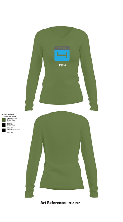 Pro 4 38264354 Women's Long Sleeve V-neck Shirt - 19