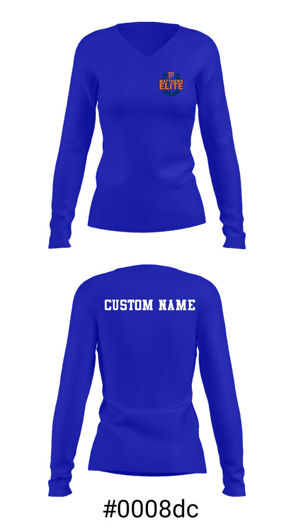Women's Long Sleeve Vneck Shirt, Matthews Elite, Football, Teamtime, Team time, sublimation, custom sports apparel, team uniforms, spirit wear, spiritwear, sports uniforms, custom shirts, team store, custom team store, fundraiser sports, apparel fundraiser