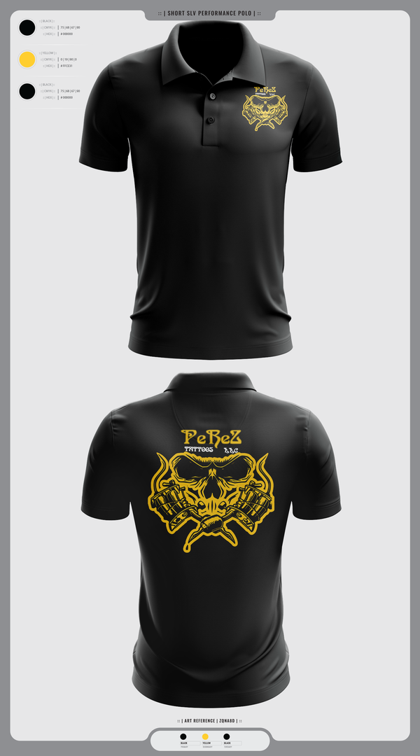 Short Sleeve Performance Polo, PeReZ Tattoos, , Teamtime, Team time, sublimation, custom sports apparel, team uniforms, spirit wear, spiritwear, sports uniforms, custom shirts, team store, custom team store, fundraiser sports, apparel fundraiser
